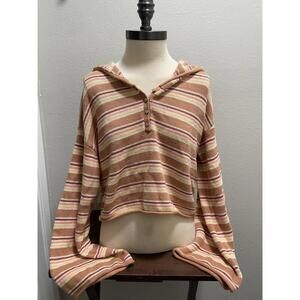 Y2K Roxy Medium Striped Hoodie Sweater Surf Beach Poncho